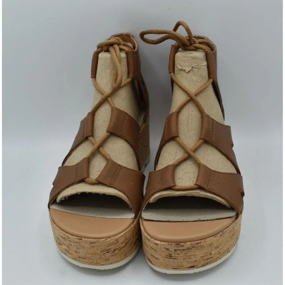Sorel Women‎ Size 9 Cameron Flatform Leather Lace Up Wedge Platform Sandals